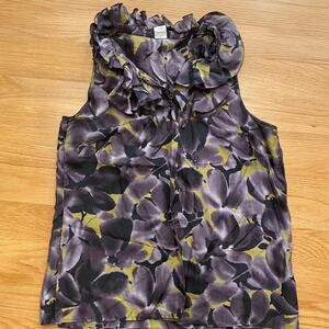 J Crew Kelsey Ruffle Silk Floral Button Down Tank Top - 6